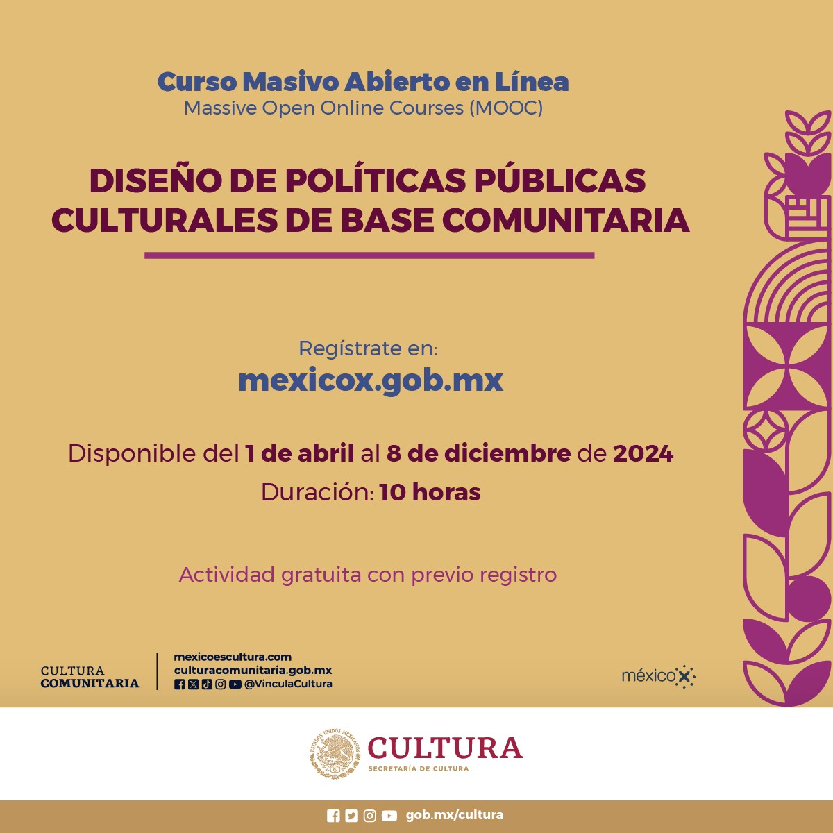 Actividad Cultural Comunitaria: Curso MOOC. Diseño de políticas públicas culturales de base comunitaria